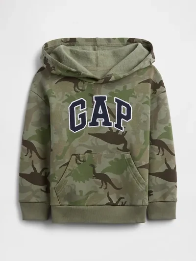 babyGap Relaxed Logo Hoodie - Mesculen Green Dinosaurs #820880 - Image 1