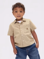 Baby & Toddler Organic Cotton Poplin Cabana Shirt - Beige