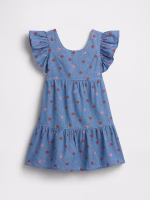 babyGap Flutter Sleeve Tie-Back Dress - Chambray Polka Dot #816951
