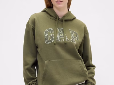 Relaxed Gap Logo Zip Hoodie- New Army Green