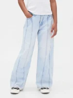 Kids Low Rise Stride Seamed Wide(Regular)-Leg Jeans- Medium Wash - Image 3