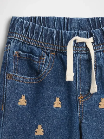 babyGap Pull-On Original Straight Jeans - Medium Wash Bears - Image 2
