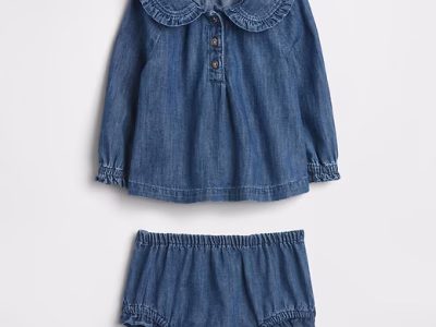 Baby Denim Two-Piece Outfit Set - Medium Indigo