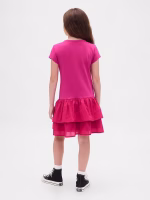 Kids Drop-Waist Ruffle Dress - Bright Fuchsia - Image 3