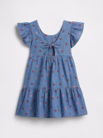 babyGap Flutter Sleeve Tie-Back Dress - Chambray Polka Dot #816951 - Image 3