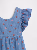 babyGap Flutter Sleeve Tie-Back Dress - Chambray Polka Dot #816951 - Image 2