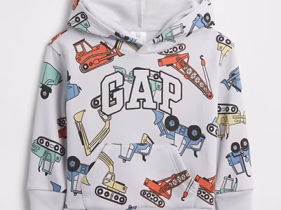 babyGap Relaxed Logo Hoodie - Gray Matter Digger Trucks #856225