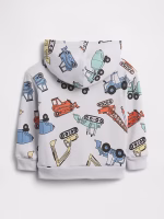 babyGap Relaxed Logo Hoodie - Gray Matter Digger Trucks #856225 - Image 3