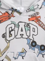 babyGap Relaxed Logo Hoodie - Gray Matter Digger Trucks #856225 - Image 2