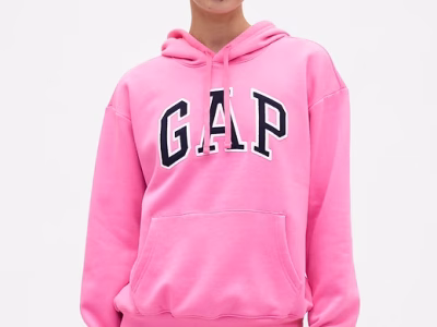Relaxed Gap Logo Zip Hoodie-Love Letter Pink