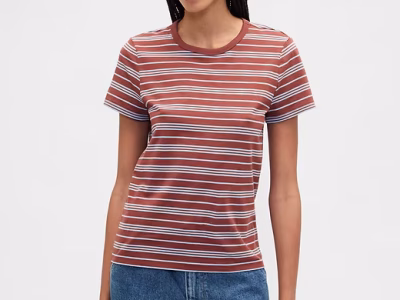 Favorite Stripe Crewneck T-Shirt- Rose Russet Red