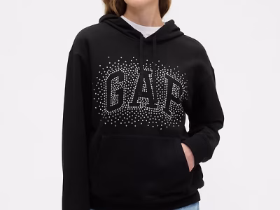 Relaxed Gap Logo Hoodie-Black Shine