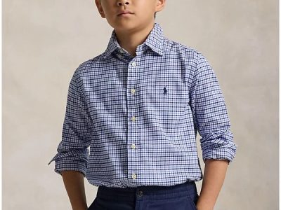 Polo Ralph Lauren Big Boys Gingham Performance Canvas Shirt - Blue