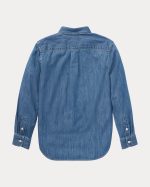 Cotton Chambray Shirt Kids Boys-Dark Blue - Image 5