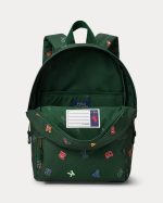 Alphabet-Print Small Backpack-College Green - Image 2