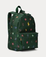 Alphabet-Print Small Backpack-College Green - Image 3