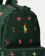 Alphabet-Print Small Backpack-College Green - Image 4