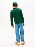Kids' Long-Sleeve Colorblock Polo - Ornamental Green #XB01620-L6K - Image 3