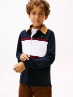 Kids' Long-Sleeve Colorblock Polo - Navy Blue #XB01620-DW5
