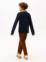 Kids' Long-Sleeve Colorblock Polo - Navy Blue #XB01620-DW5 - Image 2