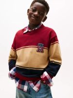 Kids' TH Logo Colorblock Sweater-Rouge# XB01491-XJS