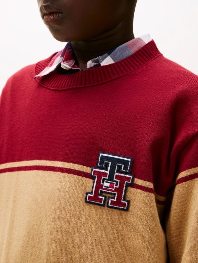 Kids' TH Logo Colorblock Sweater-Rouge# XB01491-XJS - Image 2