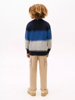 Kids' TH Logo Colorblock Sweater-Navy Blue#XB01491-DW5 - Image 3