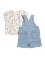 CARHARTT Toddler Girls 2pc Floral Tee And Denim Shortalls Set-light wash - Image 2