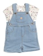 CARHARTT Toddler Girls 2pc Floral Tee And Denim Shortalls Set-light wash - Image 3