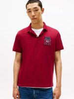 Regular Fit Textured Monogram Polo-Rouge
