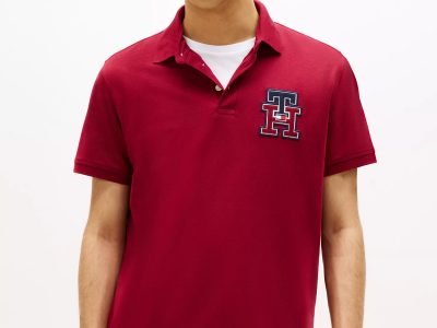 Regular Fit Textured Monogram Polo-Rouge