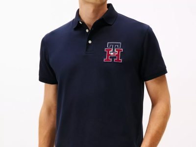 Regular Fit Textured Monogram Polo - Navy #XM05639-DW5