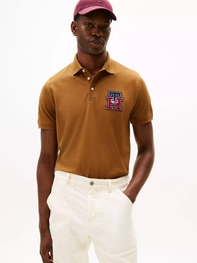 Regular Fit Textured Monogram Polo - Highland Khaki #XM05639-GWP - Image 1