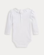 Ruffle-Overlay Cotton Interlock Bodysuit Baby girl- White#100063865 - Image 2