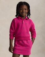 Polo Pony Fleece Polo Sweatshirt Toddler/Kids Girl- Preppy Pink#100064059 - Image 3