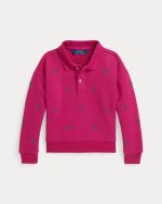 Polo Pony Fleece Polo Sweatshirt Toddler/Kids Girl- Preppy Pink#100064059 - Image 4