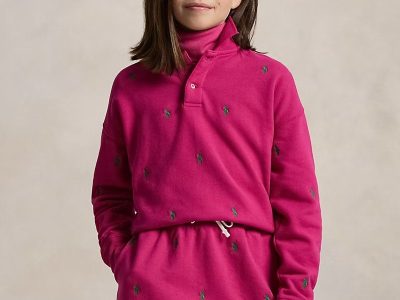 Polo Pony Fleece Polo Sweatshirt Toddler/Kids Girl- Preppy Pink#100064059