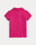 Stretch Mesh Ruffled Polo Shirt Toddler/Kids Girl- Preppy Pink#100046775 - Image 2