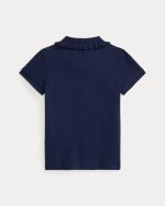 Stretch Mesh Ruffled Polo Shirt Toddler/Kids Girl- Refined Navy#100046775 - Image 2