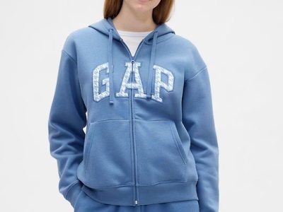 Relaxed Gap Logo Zip Hoodie- Cornflower Blue