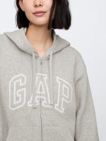 Relaxed Gap Logo Zip Hoodie- Gray And White Marl - Image 2