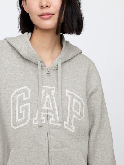 Relaxed Gap Logo Zip Hoodie-  Gray And White Marl - Image 2
