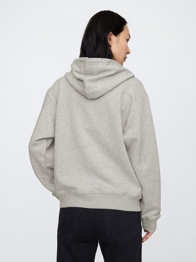Relaxed Gap Logo Zip Hoodie-  Gray And White Marl - Image 3