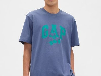 Gap × Disney Mickey Mouse Everyday Soft Relaxed Logo T-Shirt- Blue Ridge
