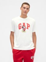 Gap × Disney Mickey Mouse Everyday Soft Relaxed Logo T-Shirt- Disney Family Santa White