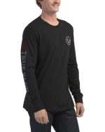 TRUE RELIGION Flocked Crew Long Sleeve Shirt-BLACK/RED - Image 2