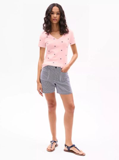 Allover Flag V-Neck Favorite T-Shirt-Icy Pink - Image 2