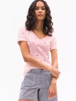 Allover Flag V-Neck Favorite T-Shirt-Icy Pink