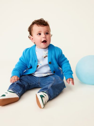 Baggy Barrel-Leg Cargo Jeans for Baby-Dark Wash - Image 3