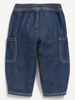 Baggy Barrel-Leg Cargo Jeans for Baby-Dark Wash - Image 2